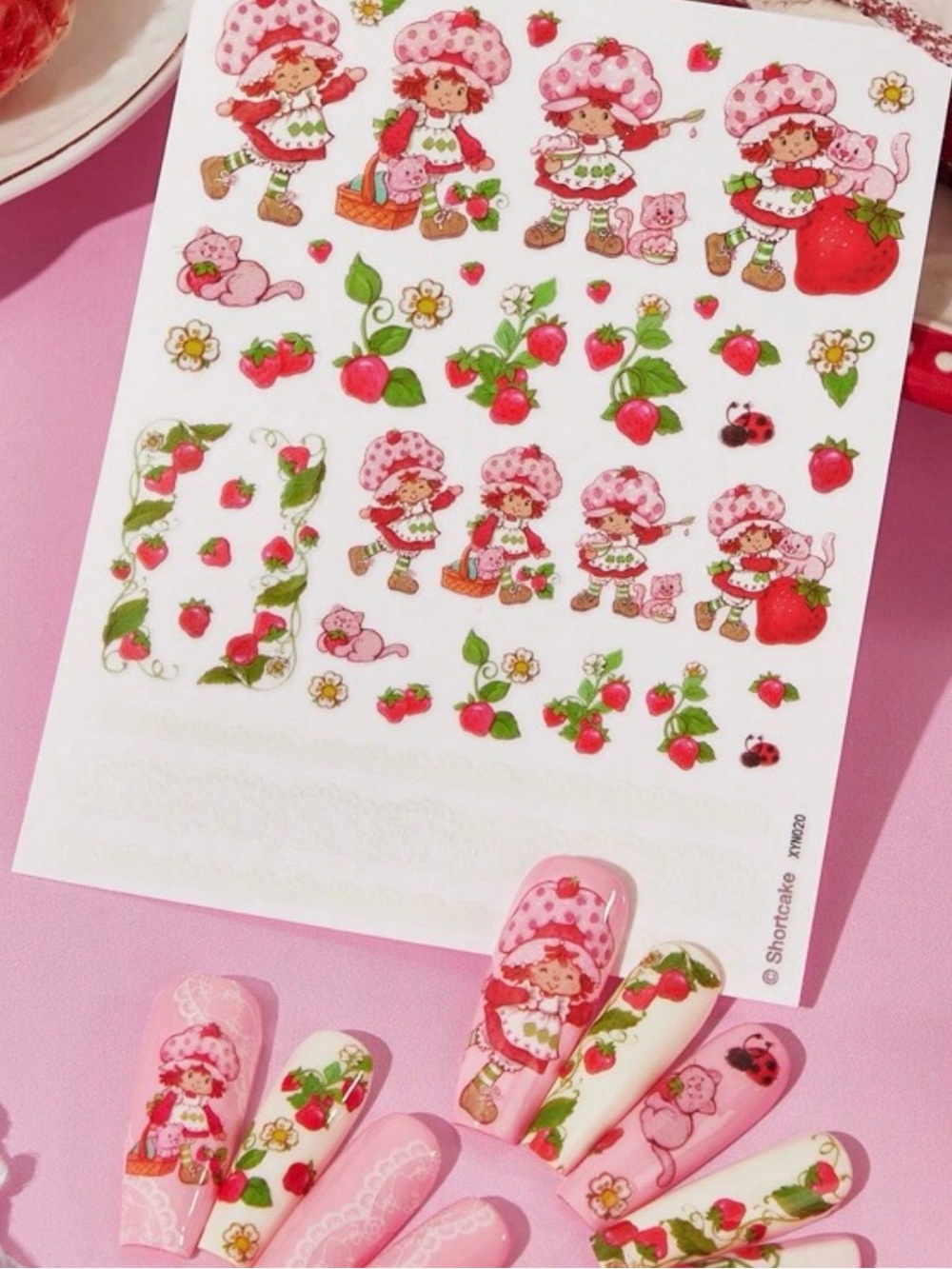 NWOT Strawberry Shortcake Pink Nail Art Stickers - Cute Strawberry Designs